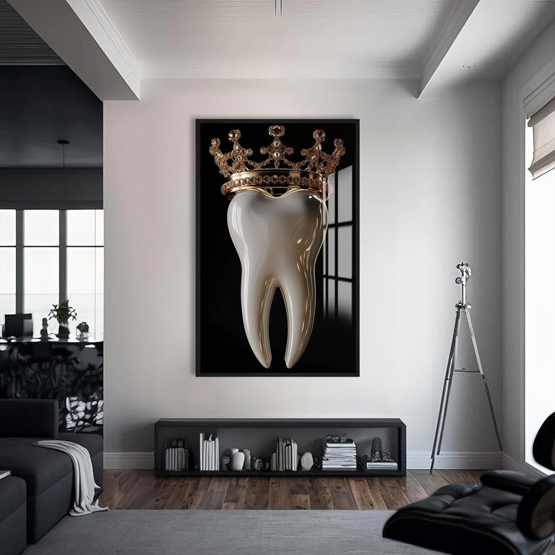 Artronauts Glass Print S | 72x46 cm | 28.3"x18.1" / Black Crowned Royal Tooth - Tempered Glass Wall Art