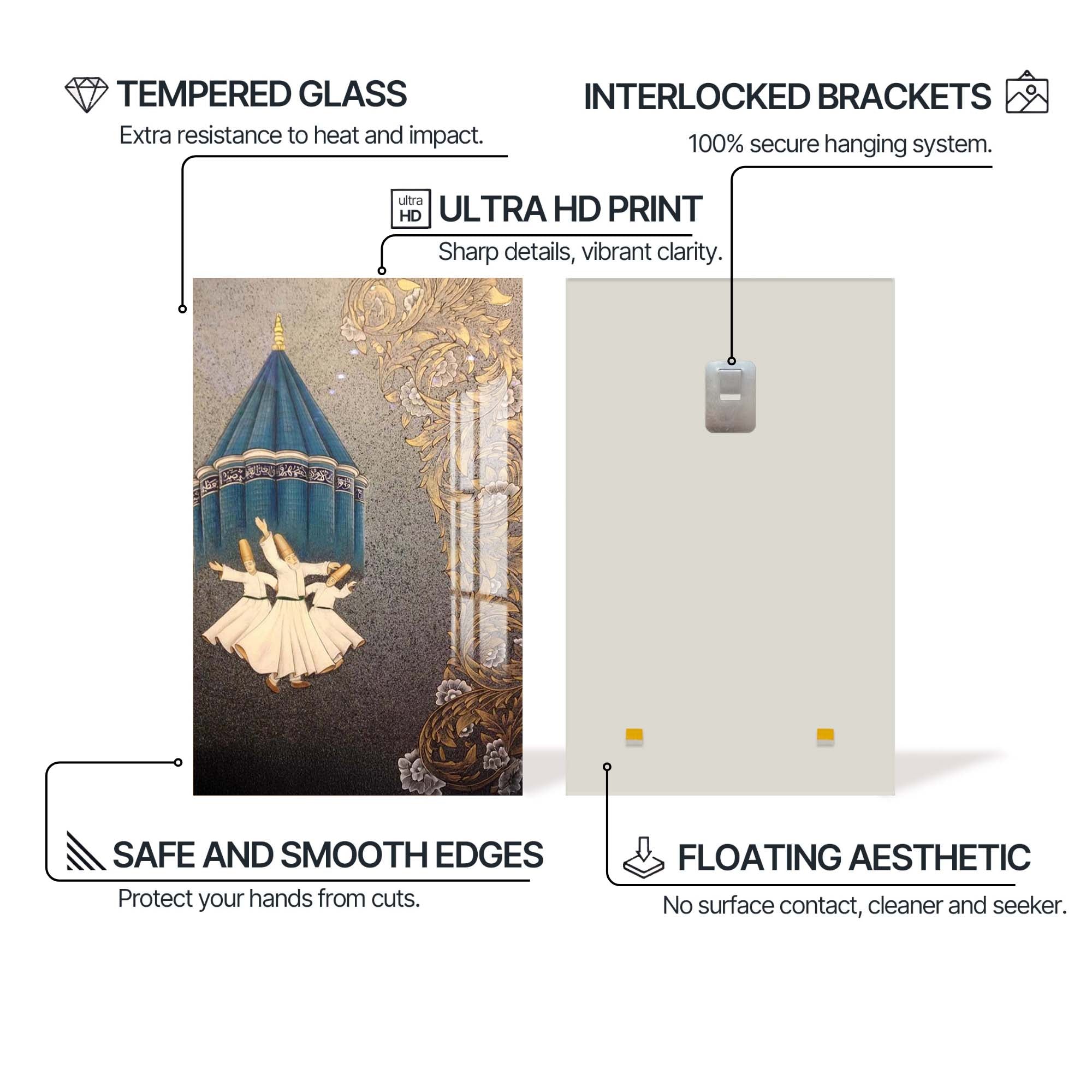 Artronauts Glass Print Whirling Dervish- Islamic Tempered Glass Wall Art