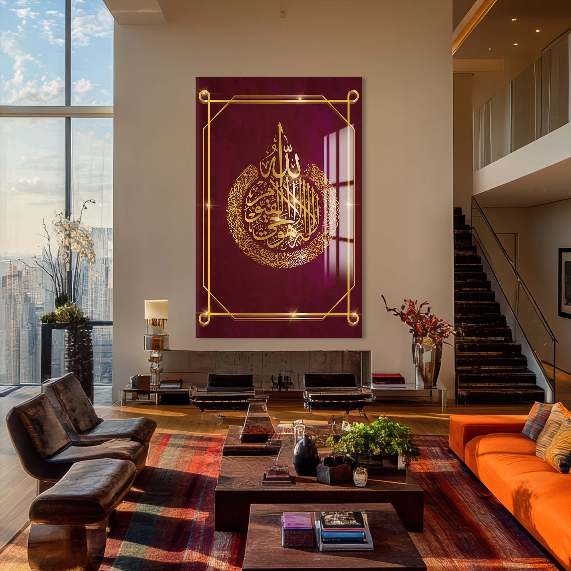 Golden Bismillah- Islamic Tempered Glass Wall Art