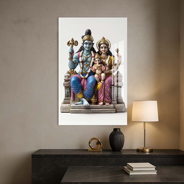 Artronauts Glass Print Divine Family- Hinduism Tempered Glass Wall Art