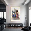 Artronauts Glass Print S | 72x46 cm | 28.3"x18.1" / Gold Divine Family- Hinduism Tempered Glass Wall Art