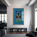Artronauts Glass Print S | 72x46 cm | 28.3"x18.1" / Gold Islamic Arch- Islamic Tempered Glass Wall Art