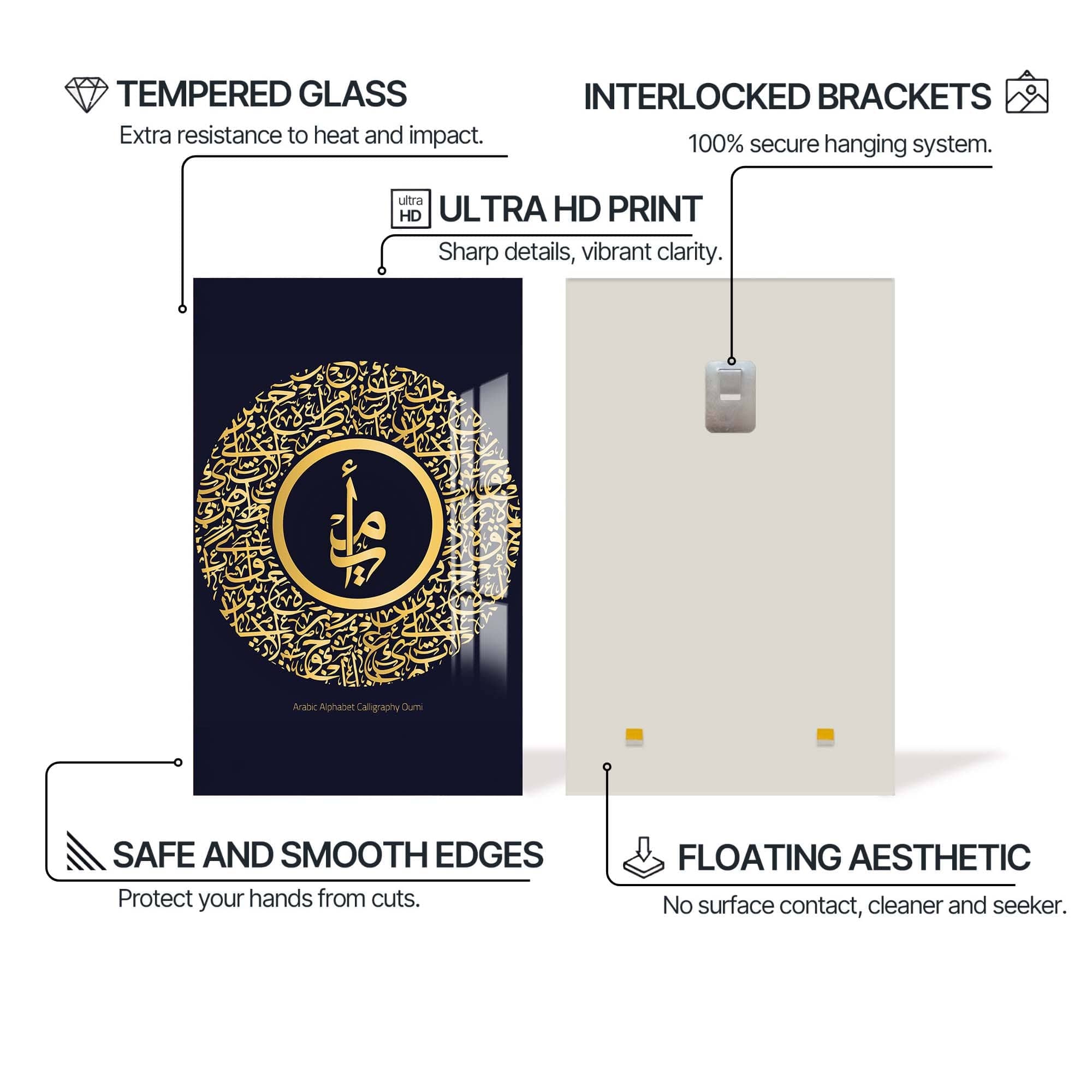 Artronauts Glass Print Ya Allah- Islamic Tempered Glass Wall Art