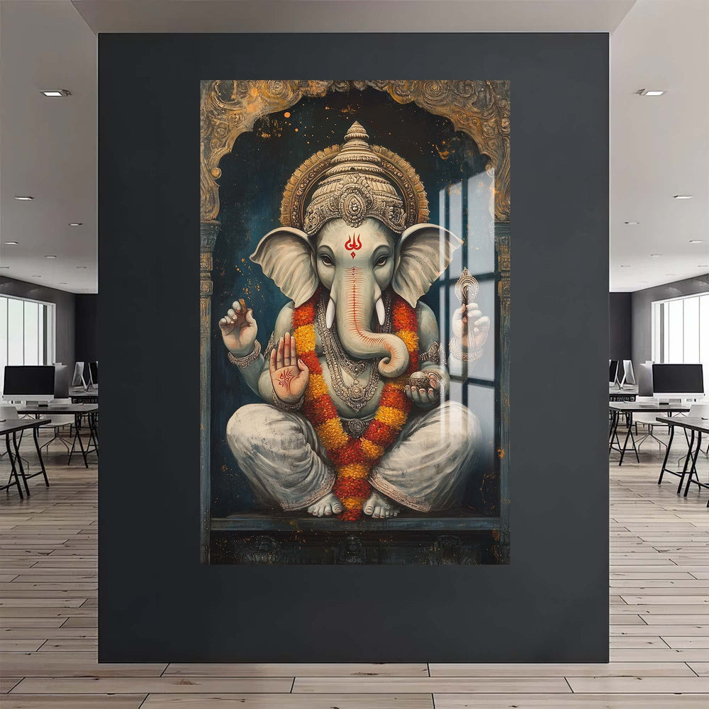 Artronauts Glass Print Sacred Ganesha- Hinduism Tempered Glass Wall Art
