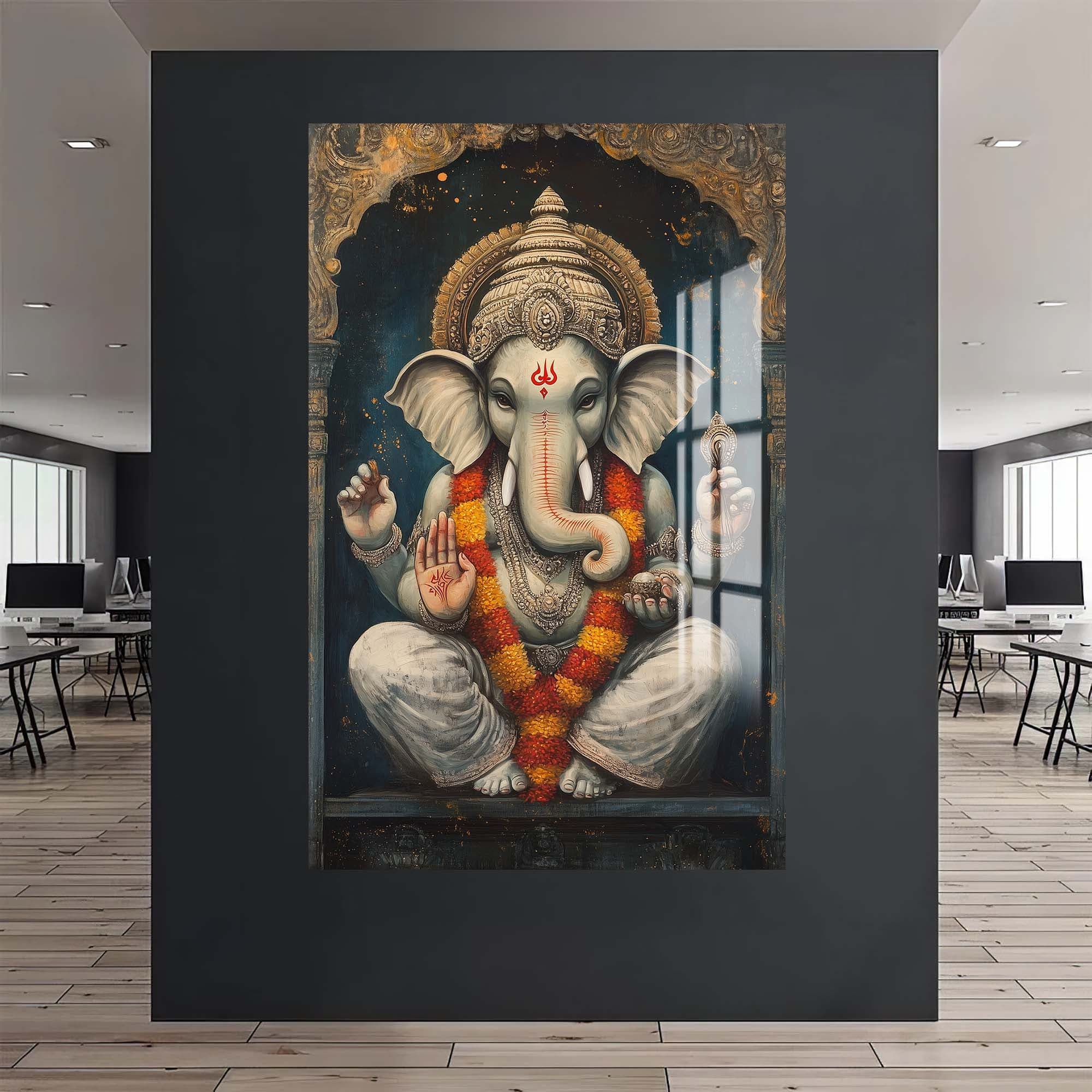 Artronauts Glass Print Sacred Ganesha- Hinduism Tempered Glass Wall Art