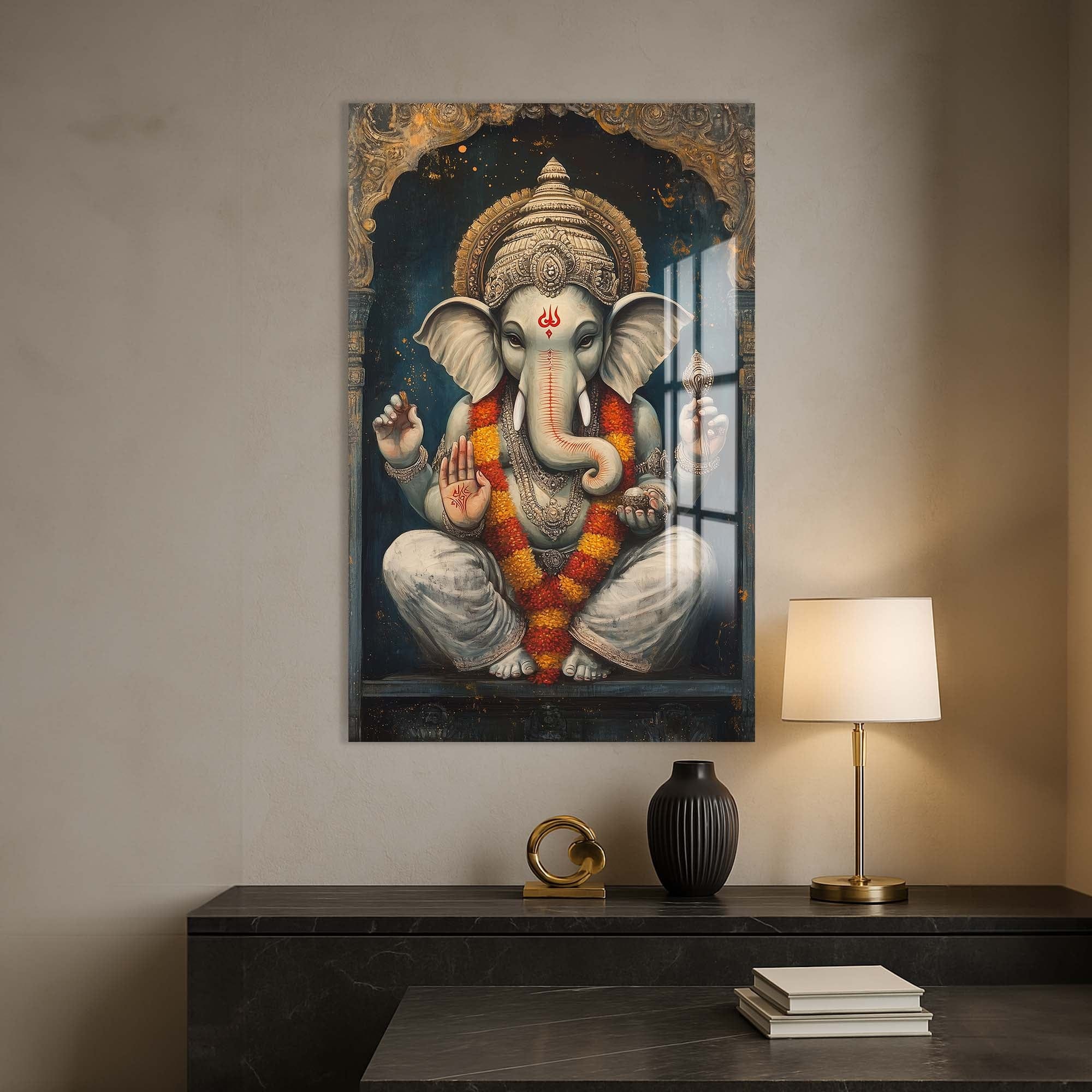 Artronauts Glass Print Sacred Ganesha- Hinduism Tempered Glass Wall Art