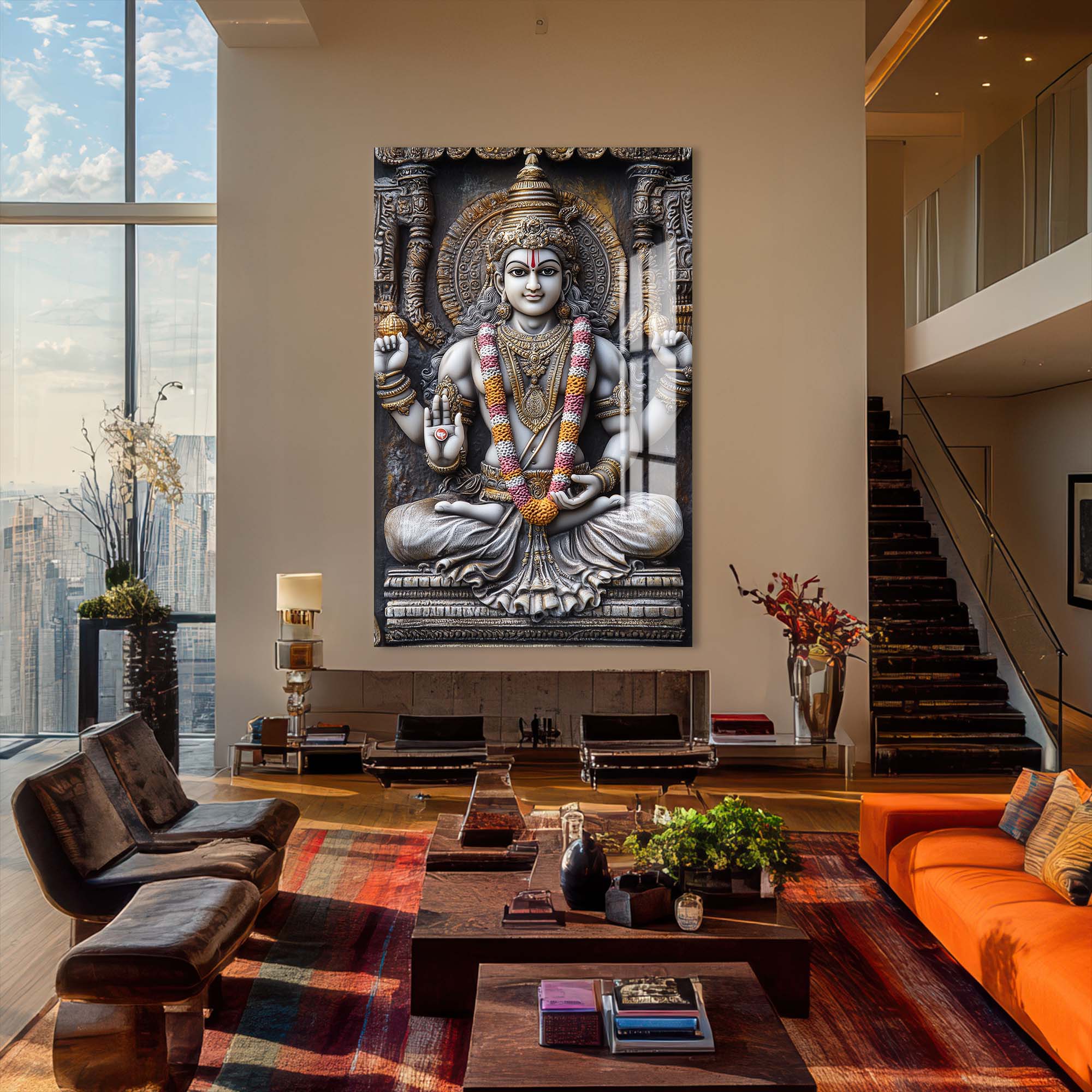 Artronauts Glass Print Eternal Vishnu- Hinduism Tempered Glass Wall Art