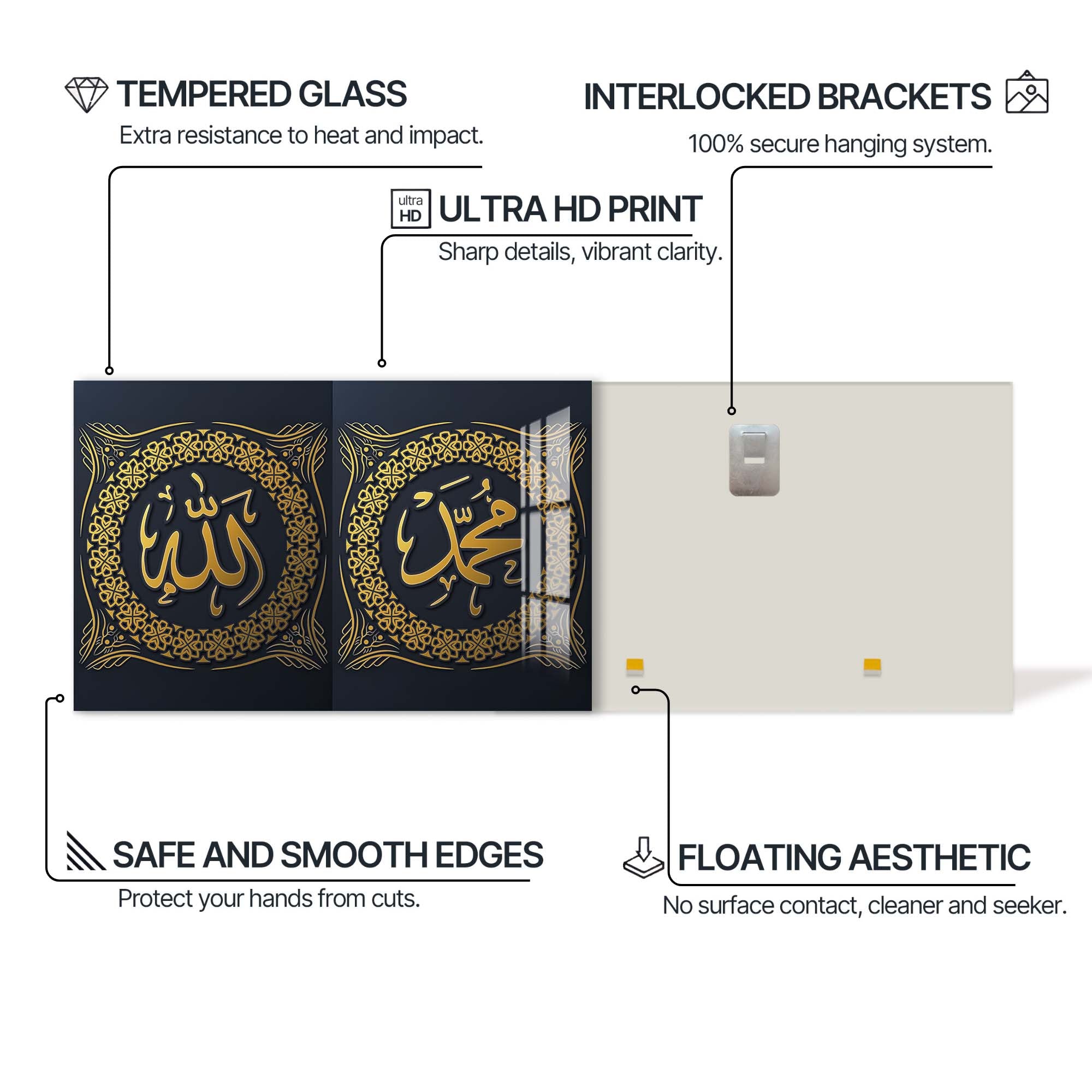 Sacred Pear- Islamic Tempered Glass Wall Art