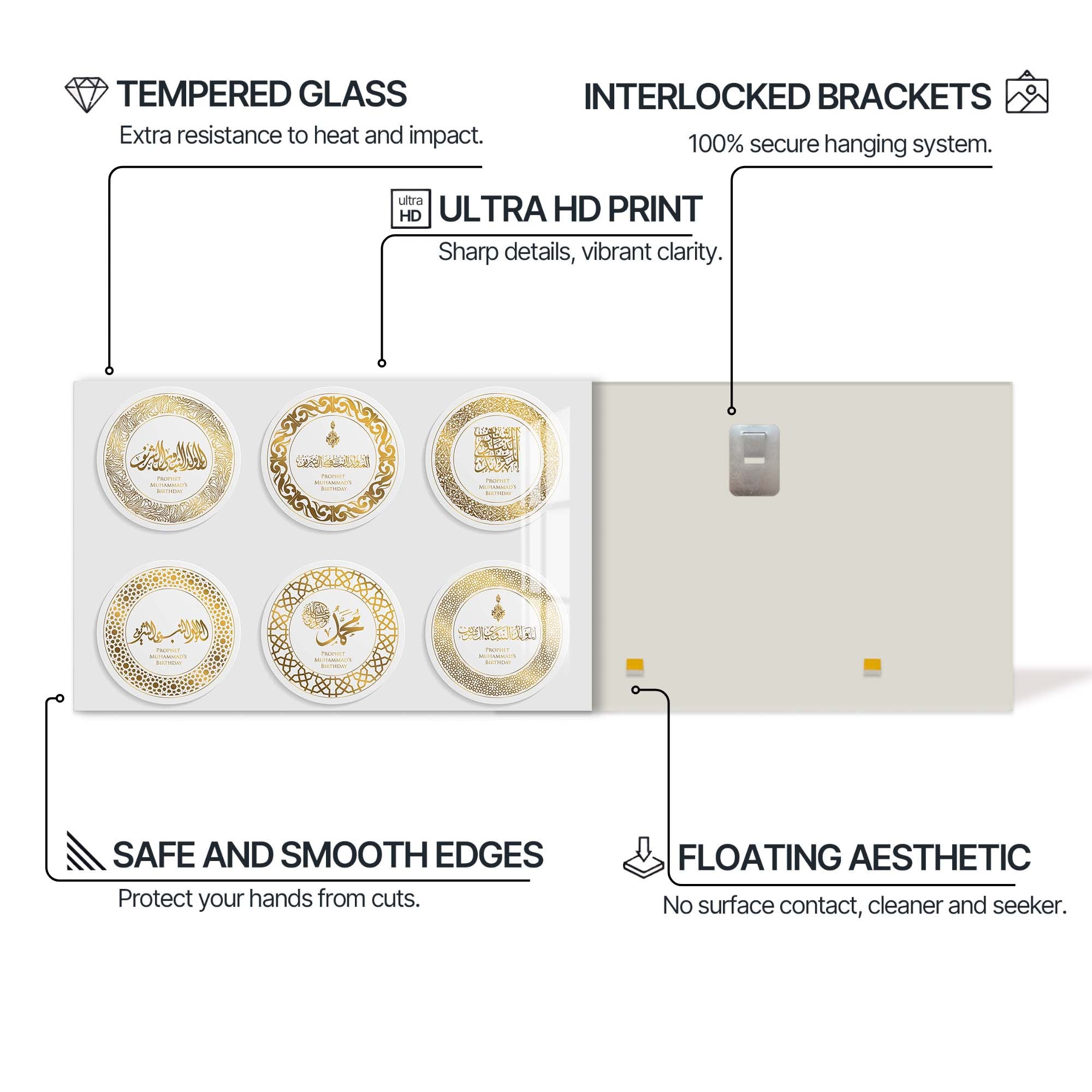 Heavenly Script- Islamic Tempered Glass Wall Art