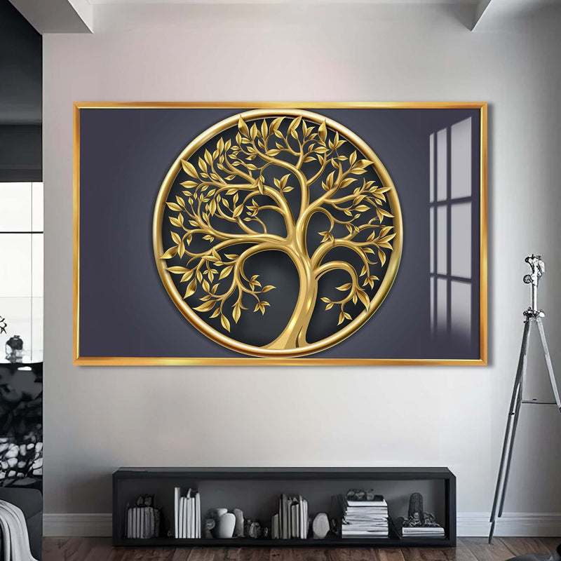 Artronauts Glass Print S | 72x46 cm | 28.3"x18.1" / Gold Sacred Roots-  Tempered Glass Wall Art