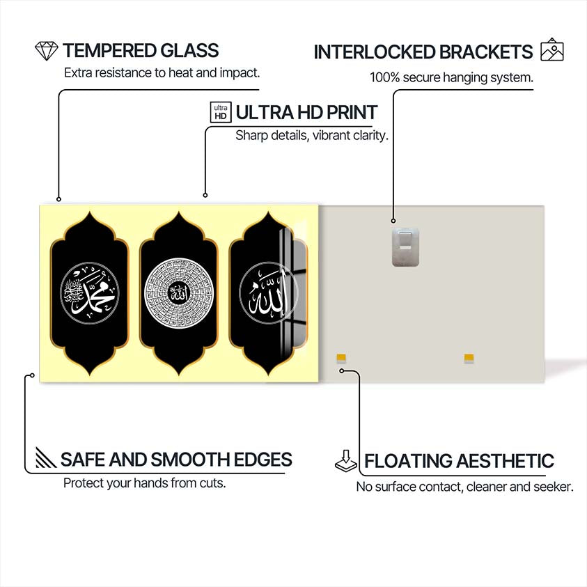 Divine Unity- Islamic Tempered Glass Wall Art