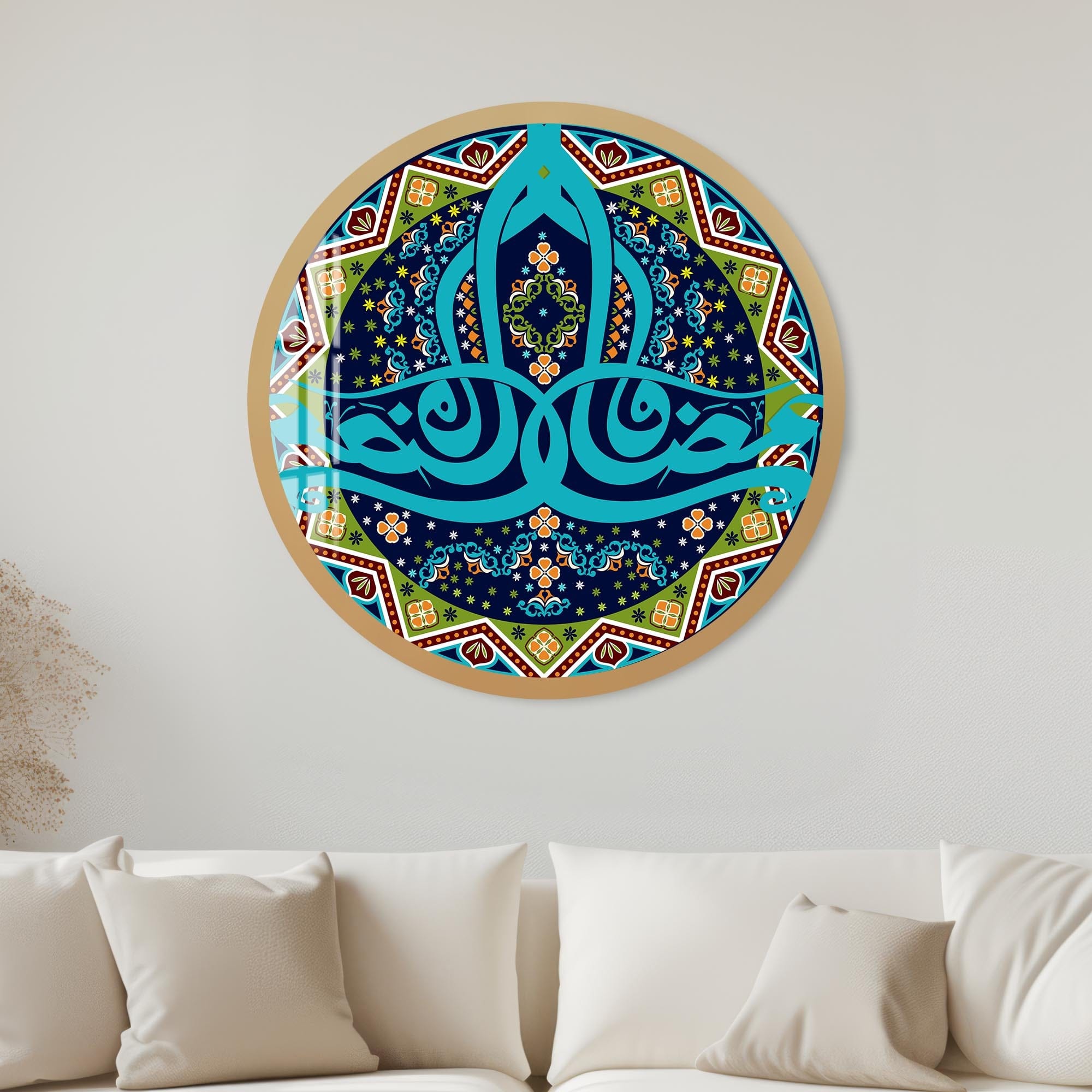 Artronauts Glass Print 40 cm ⌀ | 15.7" / Gold Sacred Geometry-  Islamic Tempered Glass Wall Art