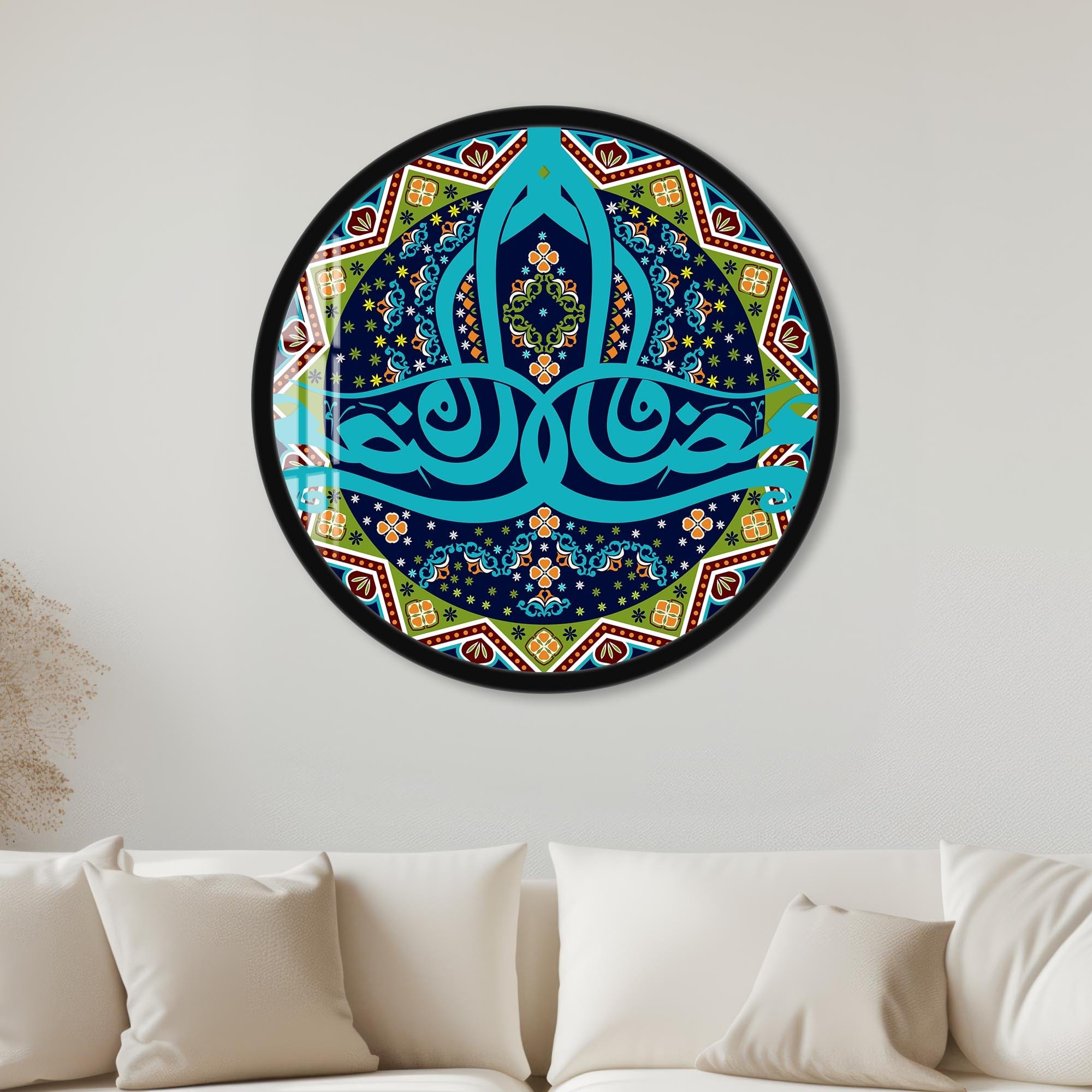 Artronauts Glass Print 40 cm ⌀ | 15.7" / Black Sacred Geometry-  Islamic Tempered Glass Wall Art
