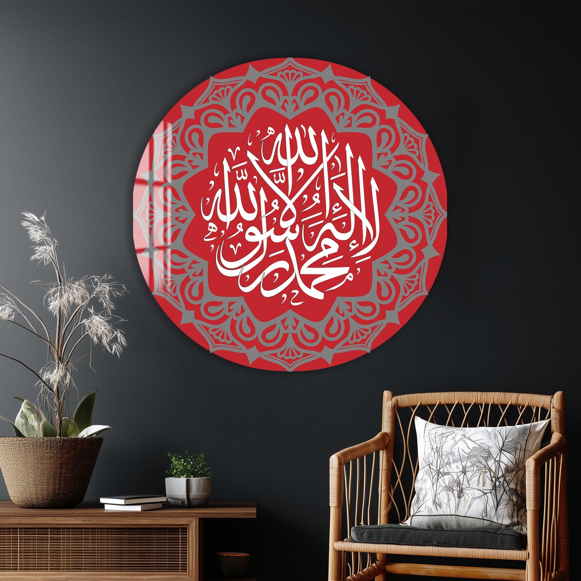 Artronauts Glass Print Red Shahada-  Islamic Tempered Glass Wall Art