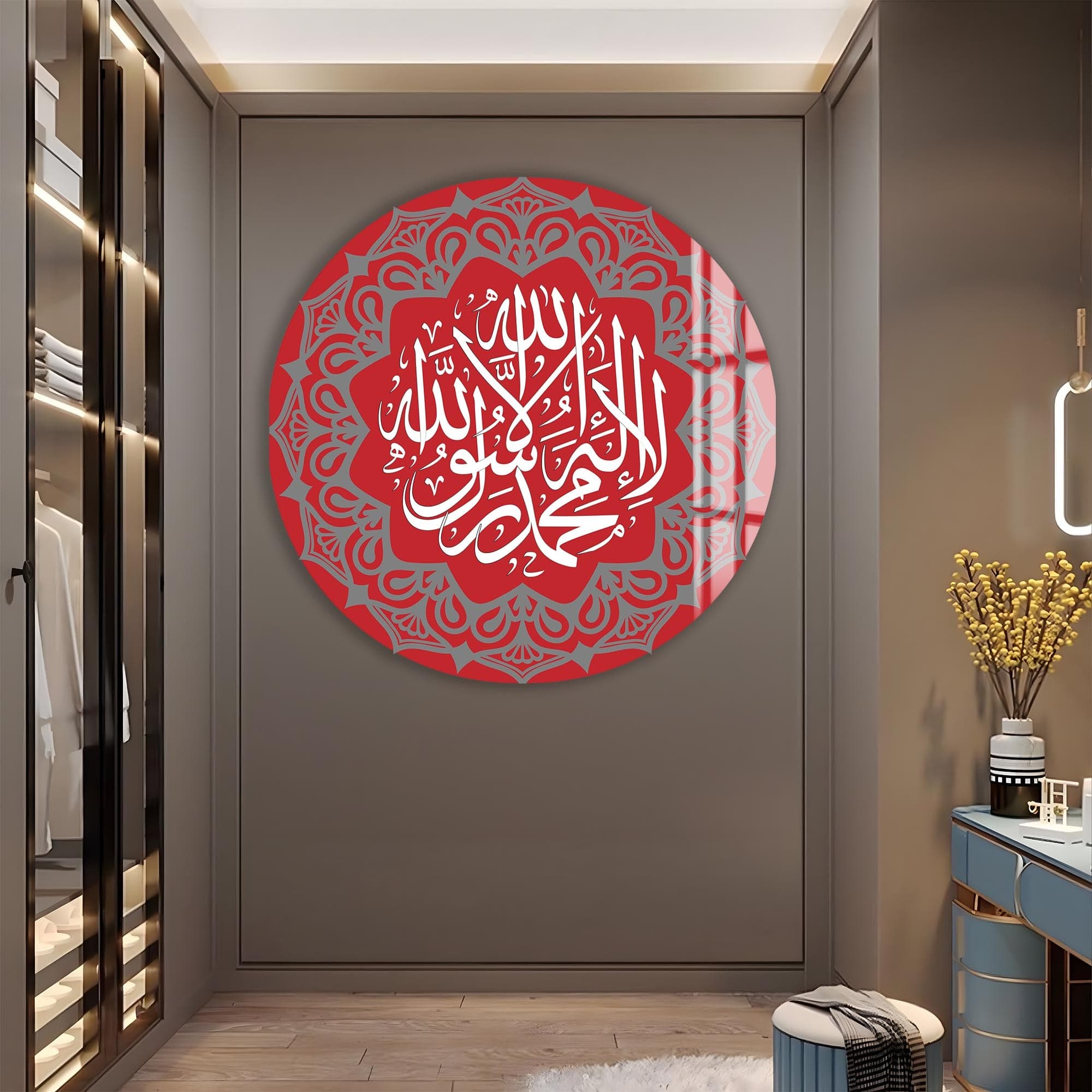 Artronauts Glass Print Red Shahada-  Islamic Tempered Glass Wall Art