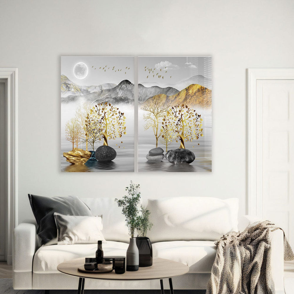 Artronauts Glass Print 140x110 cm | 55.5"x43.5" Golden Tree