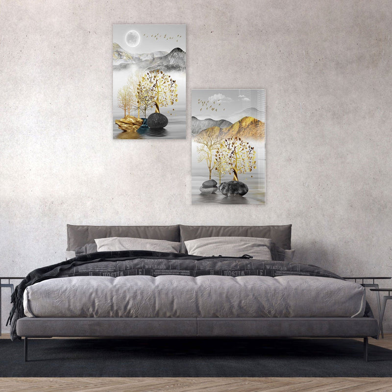 Artronauts Glass Print 140x110 cm | 55.5"x43.5" Golden Tree