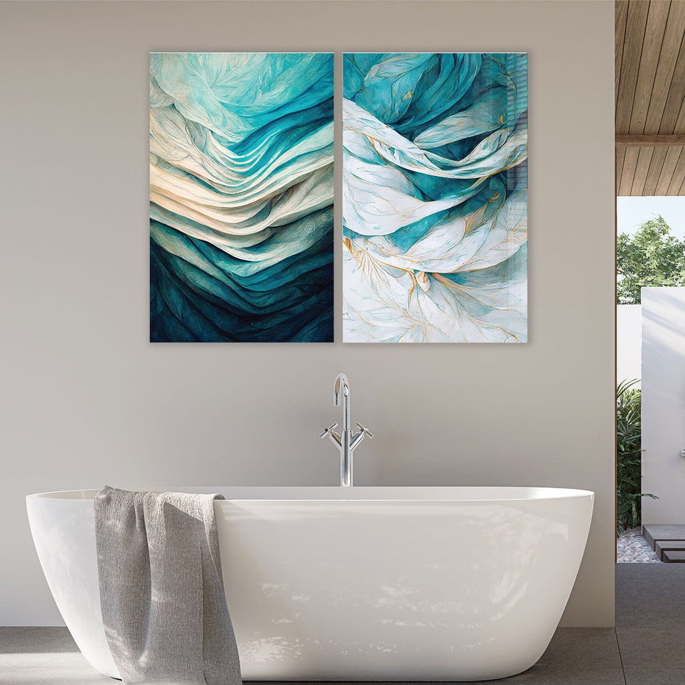 Artronauts Glass Print 140x110 cm | 55.5"x43.5" Abstract Blue Waves