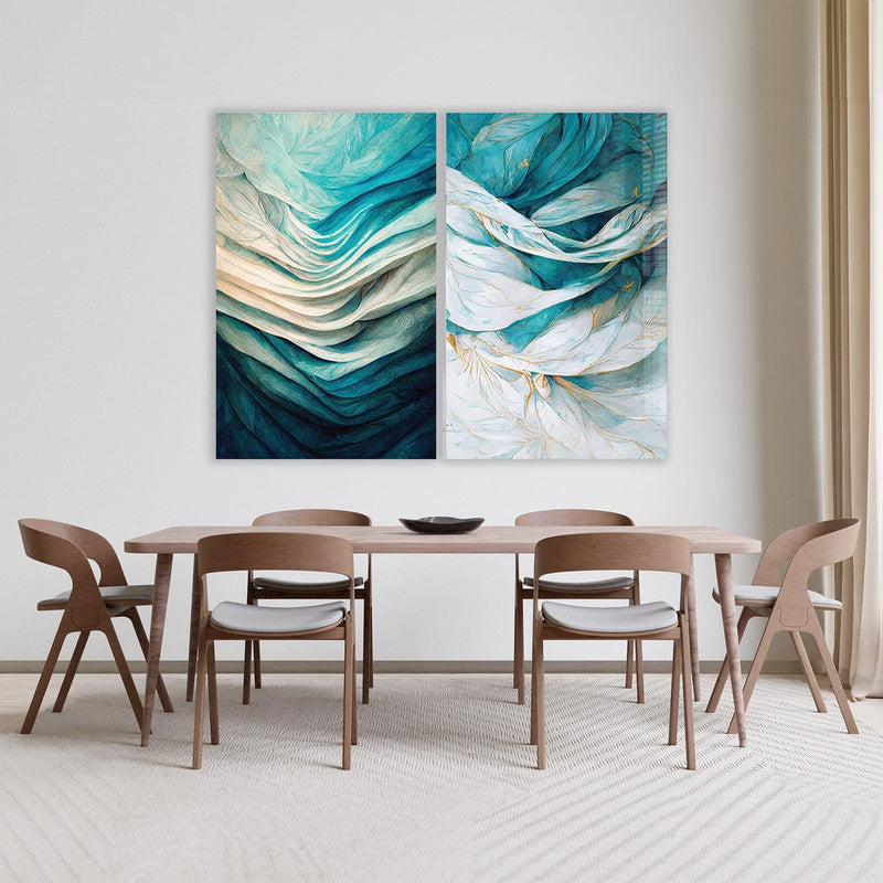 Artronauts Glass Print 140x110 cm | 55.5"x43.5" Abstract Blue Waves