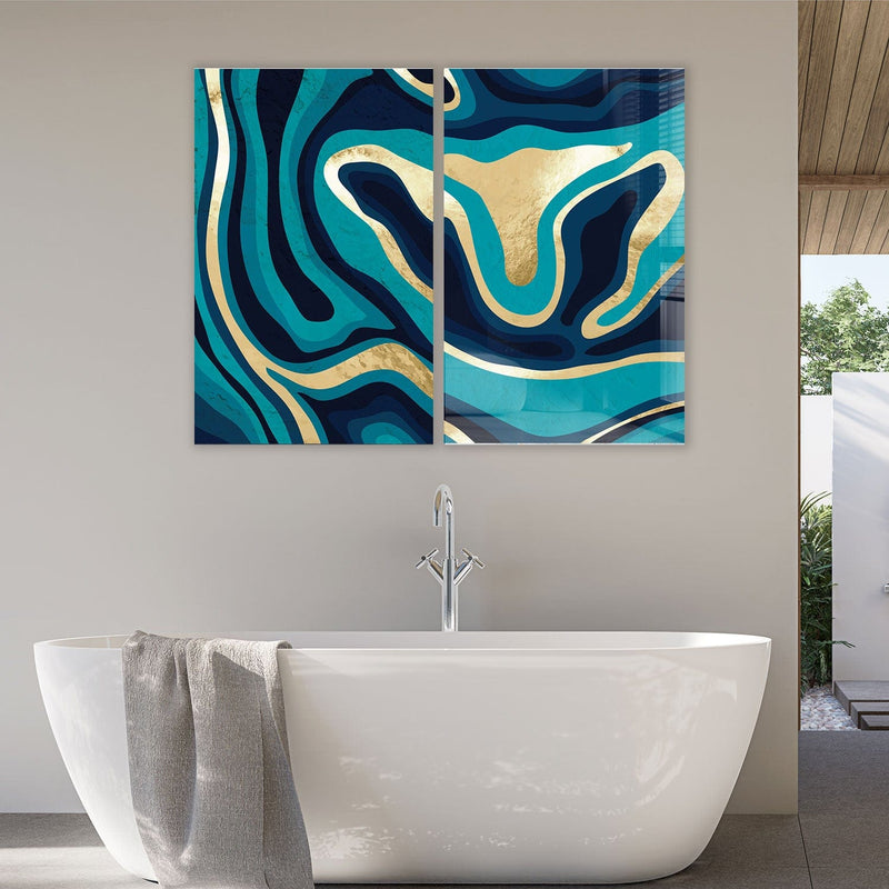 Artronauts Glass Print 140x110 cm | 55.5"x43.5" Gold Lines