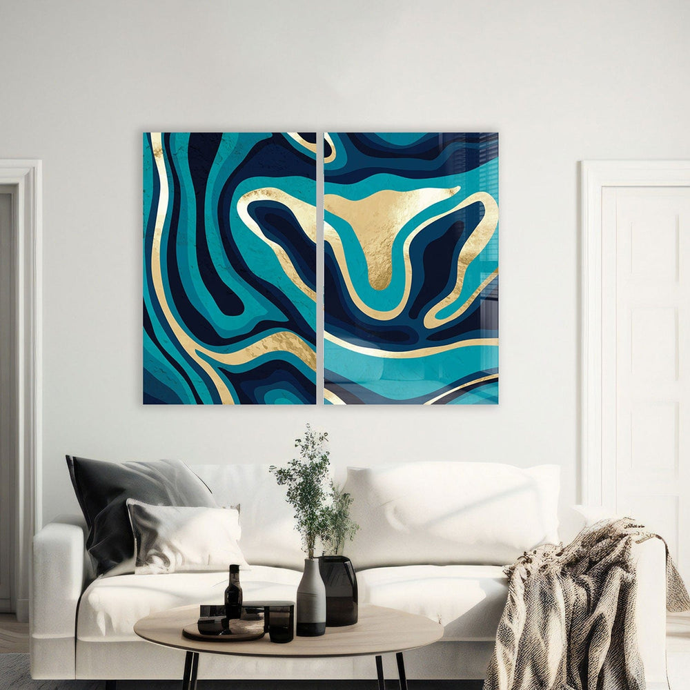 Artronauts Glass Print 140x110 cm | 55.5"x43.5" Gold Lines