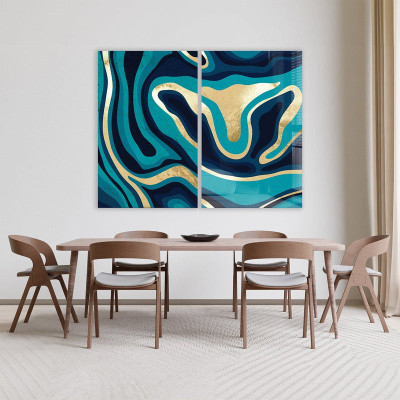 Artronauts Glass Print 140x110 cm | 55.5"x43.5" Gold Lines