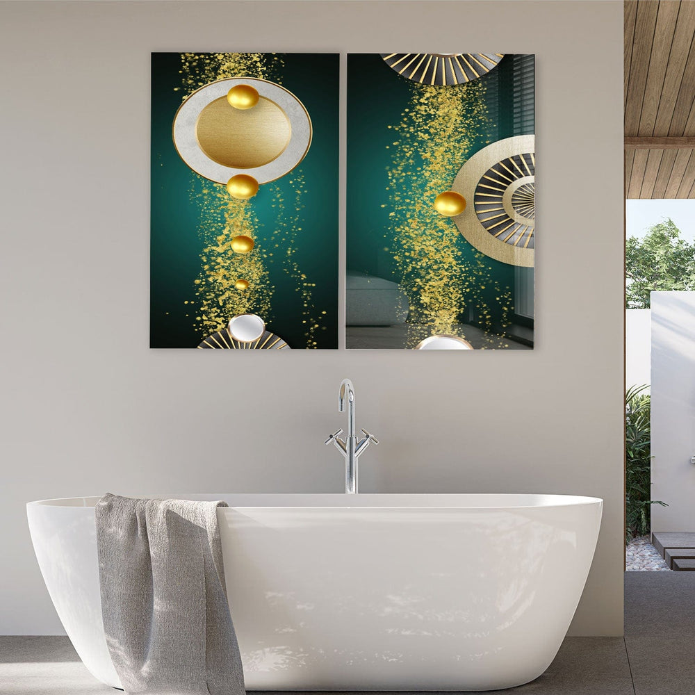 Artronauts Glass Print 140x110 cm | 55.5"x43.5" Gold Bubbles