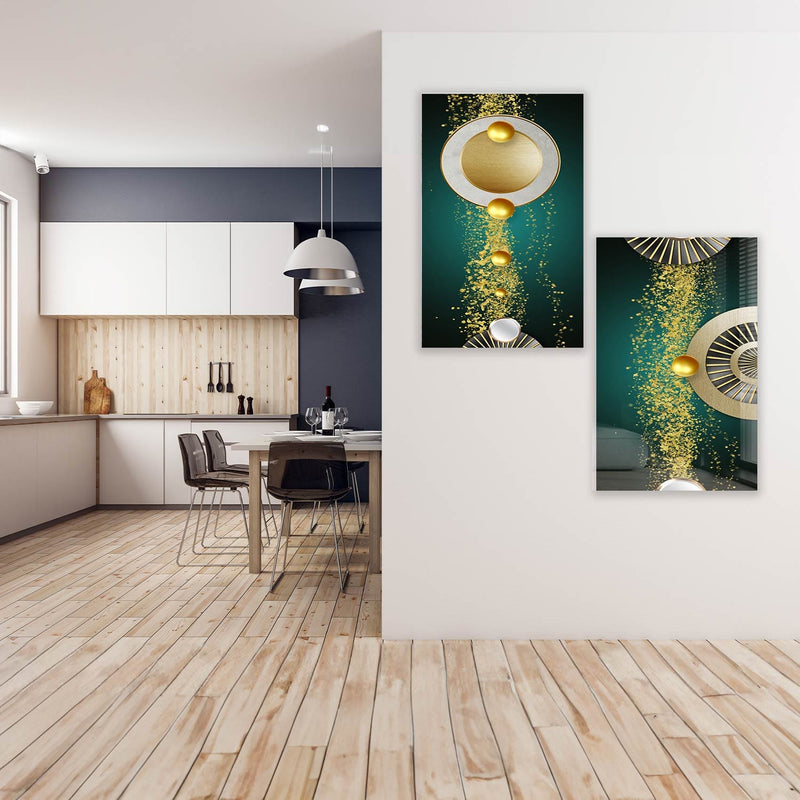 Artronauts Glass Print 140x110 cm | 55.5"x43.5" Gold Bubbles