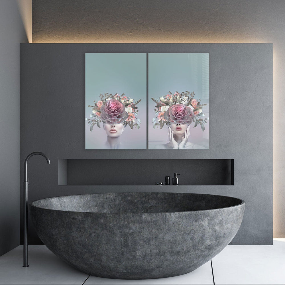 Artronauts Glass Print 140x110 cm | 55.5"x43.5" Floral Ladies