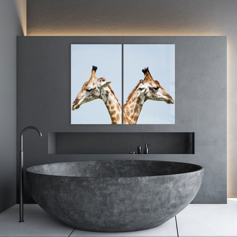 Artronauts Glass Print 140x110 cm | 55.5"x43.5" Giraffes Duo