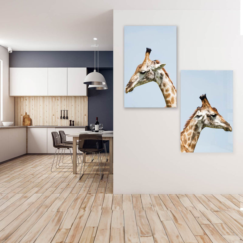 Artronauts Glass Print 140x110 cm | 55.5"x43.5" Giraffes Duo