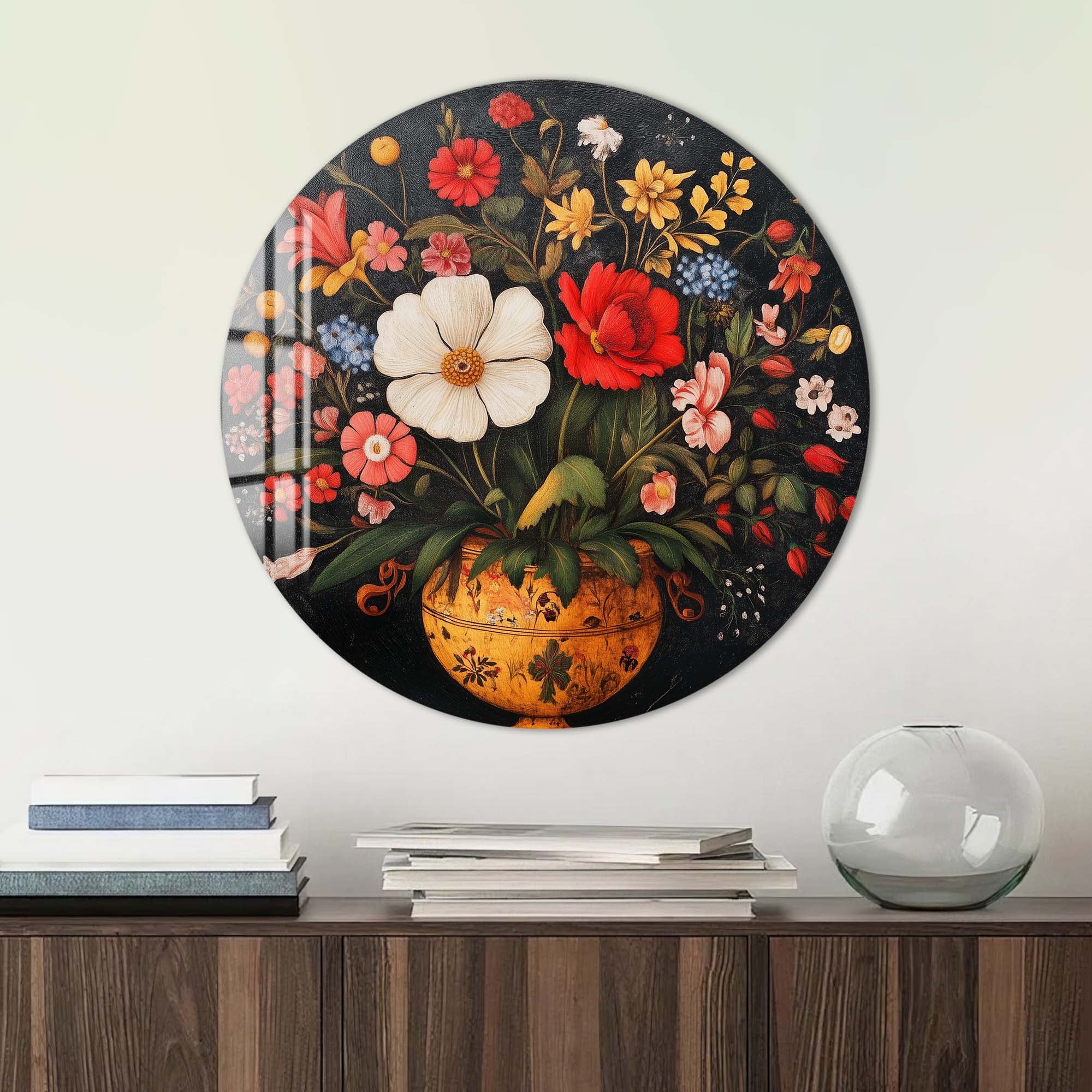 Flowers - Rounded Glass Wall Art