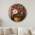 Artronauts Glass Print 40 cm ⌀ | 15.7" / Gold Flowers - Rounded Glass Wall Art