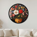 Artronauts Glass Print 40 cm ⌀ | 15.7" / Black Flowers - Rounded Glass Wall Art