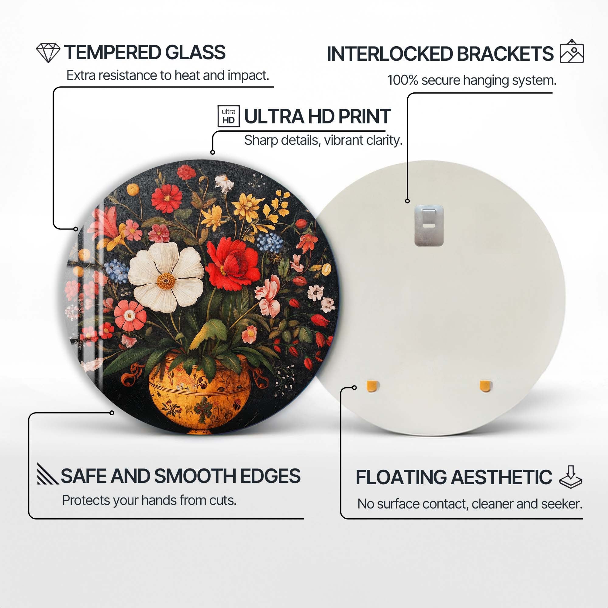 Flowers - Rounded Glass Wall Art