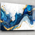 Artronauts Glass Print White & Blue Abstract