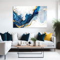 Artronauts Glass Print White & Blue Abstract