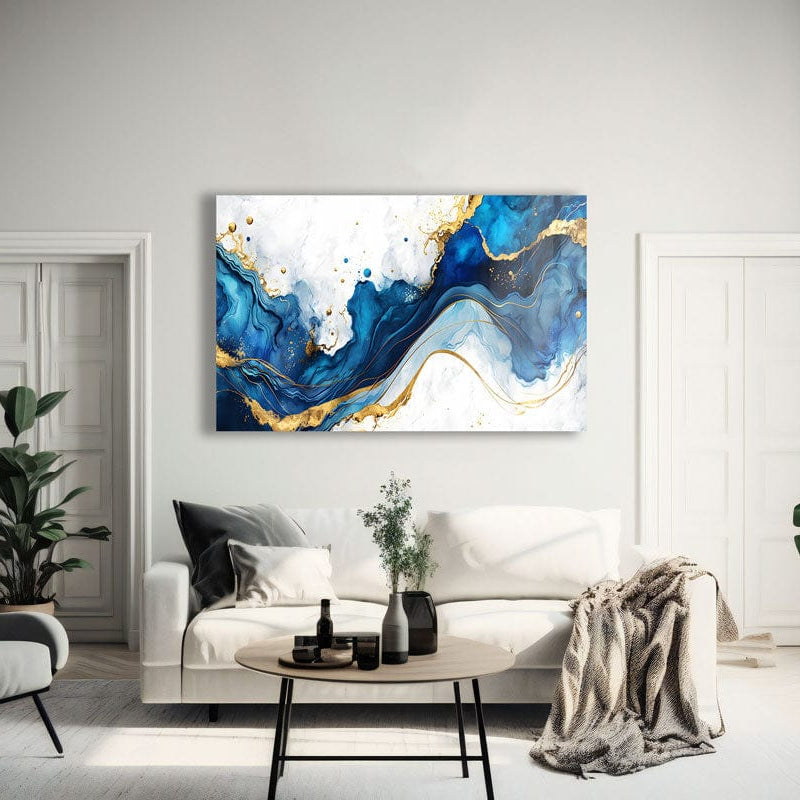 Artronauts Glass Print White & Blue Abstract