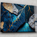 Artronauts Glass Print Golden Veined Blue Abstract II
