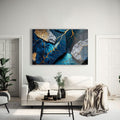 Artronauts Glass Print Golden Veined Blue Abstract II