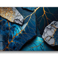 Artronauts Glass Print Golden Veined Blue Abstract II