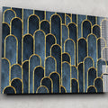 Artronauts Glass Print Dark Blue Geometric Abstract