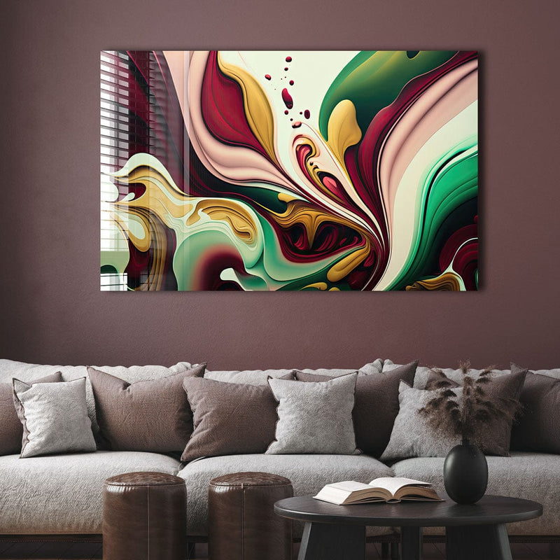 Artronauts Glass Print Red & Green Abstract