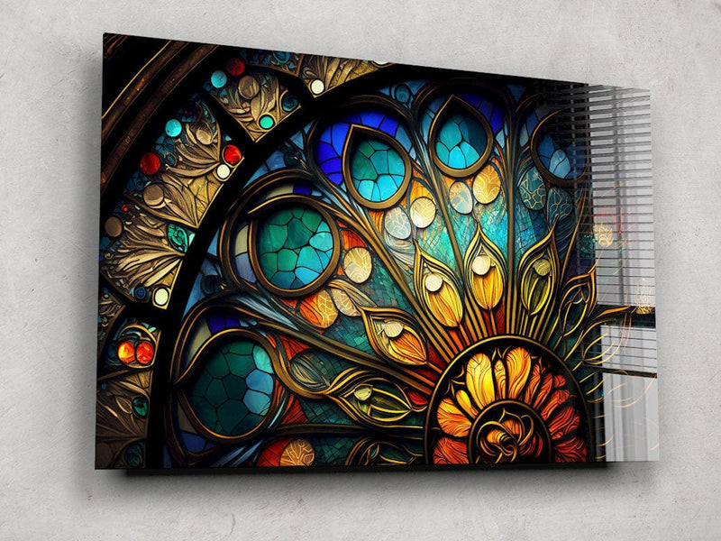 Artronauts Glass Print Colourful Slice Stained Glass Effect