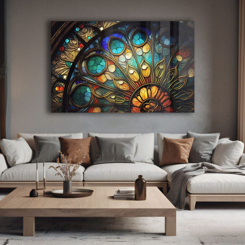 Artronauts Glass Print Colourful Slice Stained Glass Effect