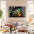 Artronauts Glass Print Colourful Slice Stained Glass Effect