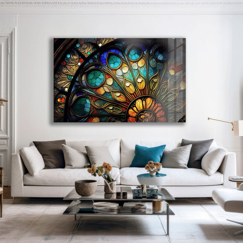 Artronauts Glass Print Colourful Slice Stained Glass Effect