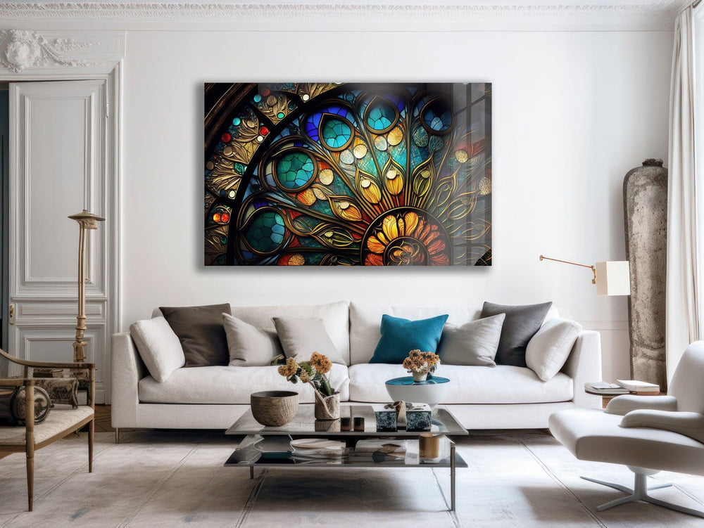Artronauts Glass Print Colourful Slice Stained Glass Effect