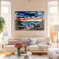 Artronauts Glass Print Abstract Coast Stained Glass Effect