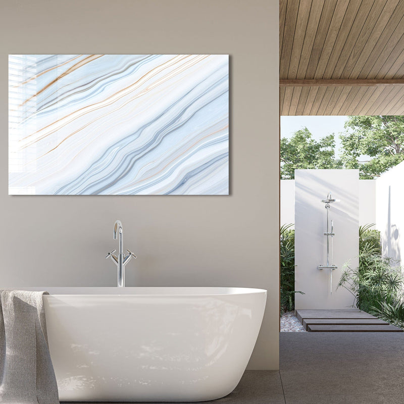 Artronauts Glass Print Light Blue Marble Design